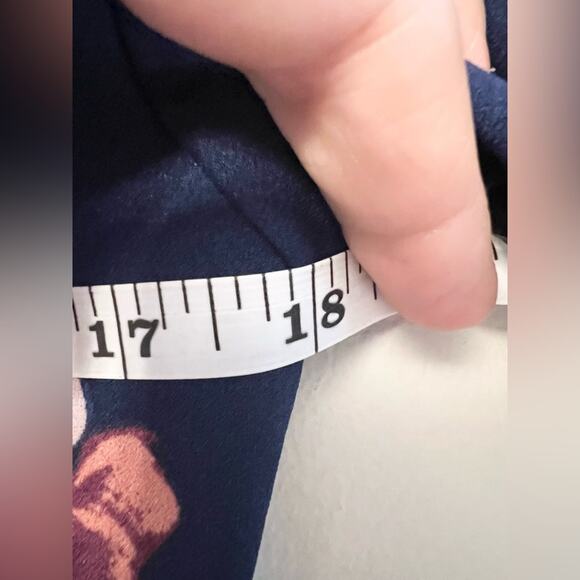 Adrianna Papell NWT blue floral short sleeve dress wedding guest office ruched - Picture 9 of 9